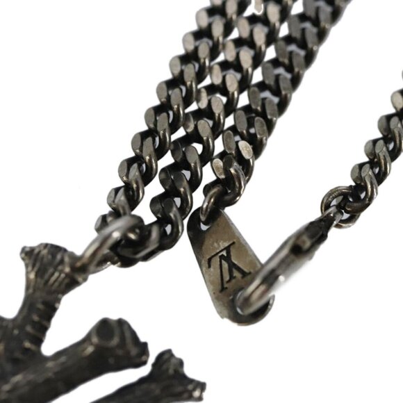 LOUIS VUITTON LV Wood Necklace metal Dark Silver MP2818 LV Auth 87375 - Picture 5 of 15